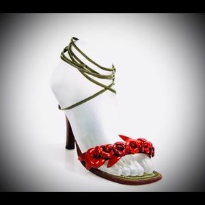 Valentino romantic red flower green vine sandals